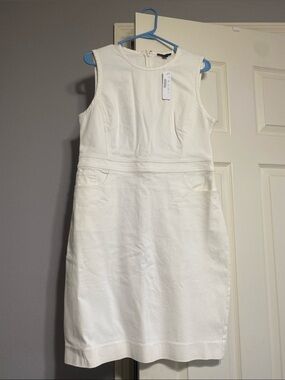 J. Crew Sleeveless Off White Shift Twill Dress